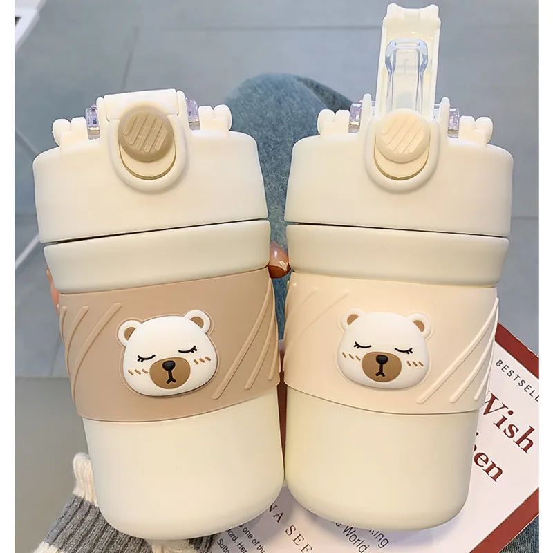 304 Stainless Steel Light Luxury Double Drink Water Cup Coffee Cup Stainless Steel Portable Water Cup With Straw