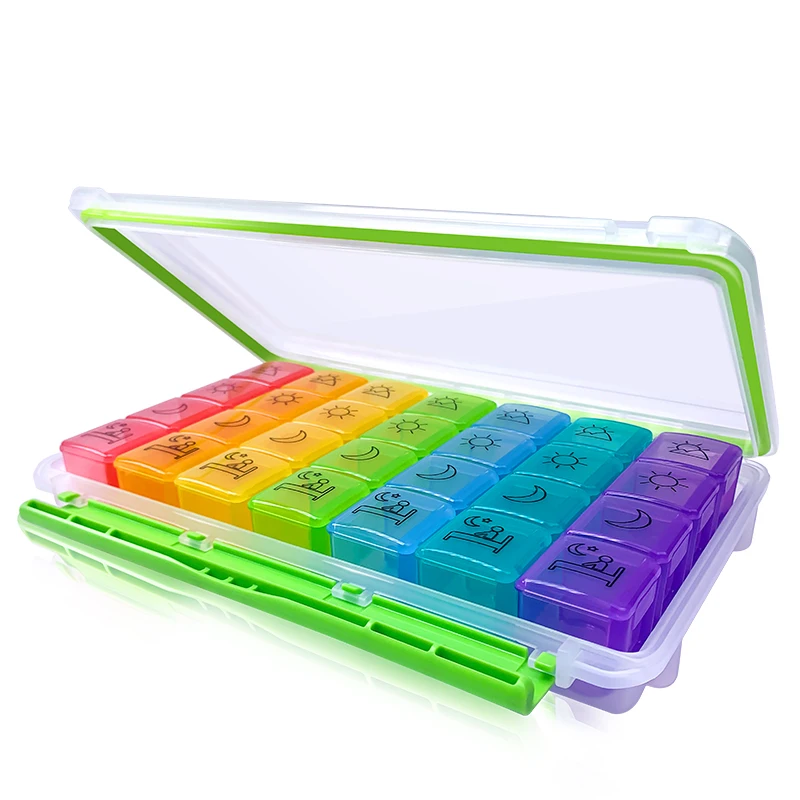 Eco-friendly Pill Organizer Rectangular 28 Grid Large Capacity Medicine Box Storage Pills Cases Container Pill Box Monthly