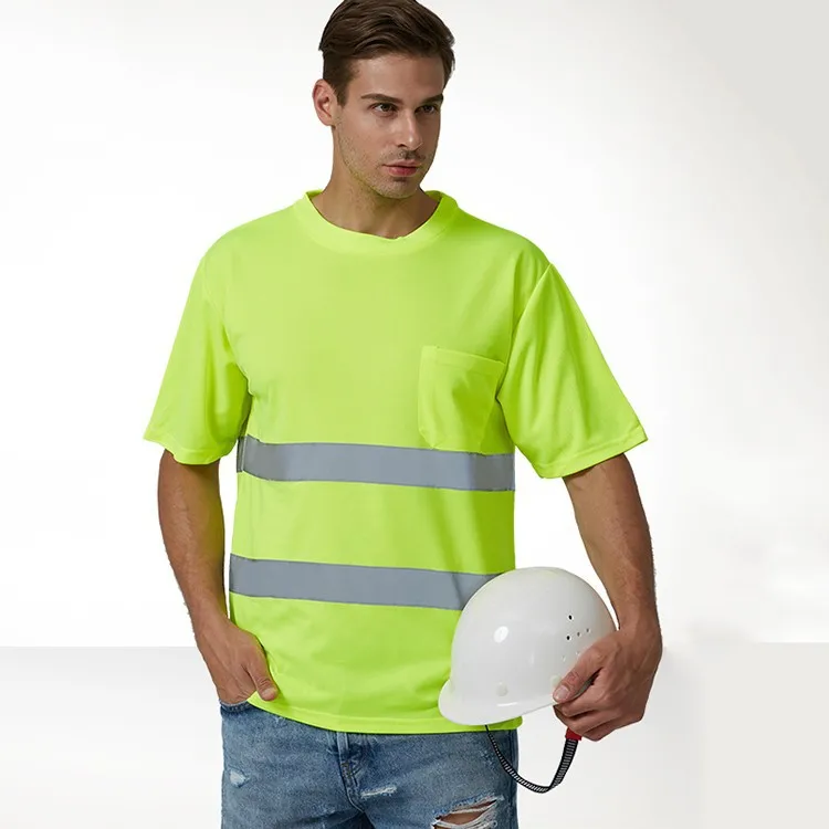 100% полиэстер на открытом воздухе с длинным рукавом Hi Vis Акция мужские тренировочные брюки со светоотражающей форма спецодежды полосатая теплопередачи футболка круглым вырезом и цветочным