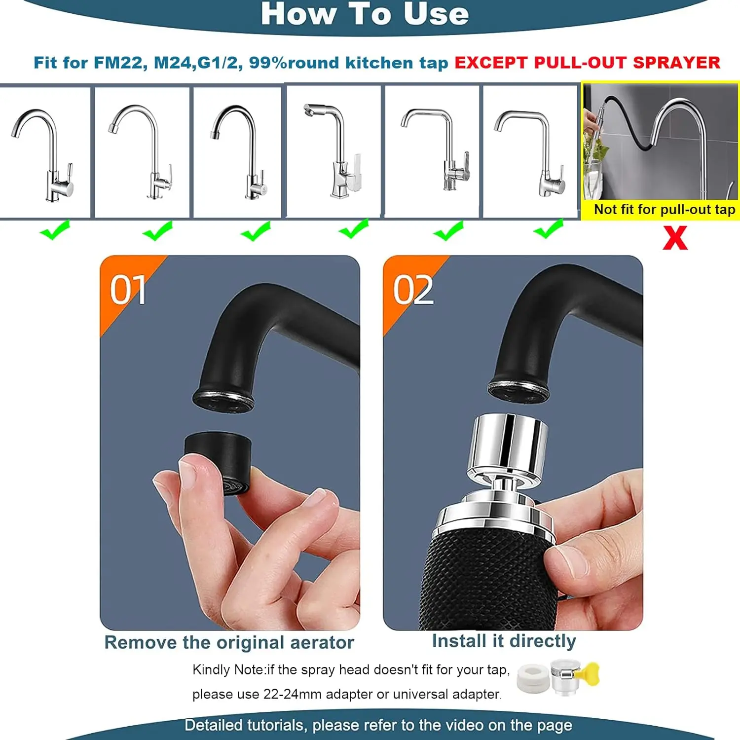 Factory direct sale Swivel ball joint 360 rotation Kitchen Faucet Tap Adapter Aerator spout Shower Head Filter Nozzle Connector