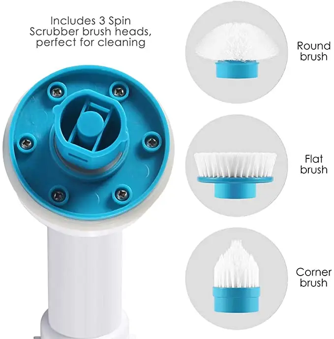 Spin Scrubber 360 Cordless Tub and Tile Scrubber with 3 Replaceable Cleaning Brush