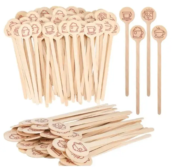 Customized Wood Paddle Shaped Swizzle Stick. Coffee Stirrers and  Wooden Stir Sticks for Hot and  Cold Drinks.