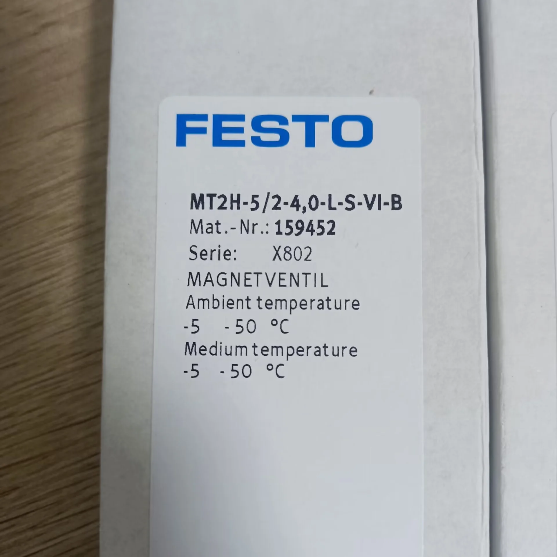 original Festos pneumatic solenoid valve MT2H-5/2-4,0-L-S-VI-B 159452