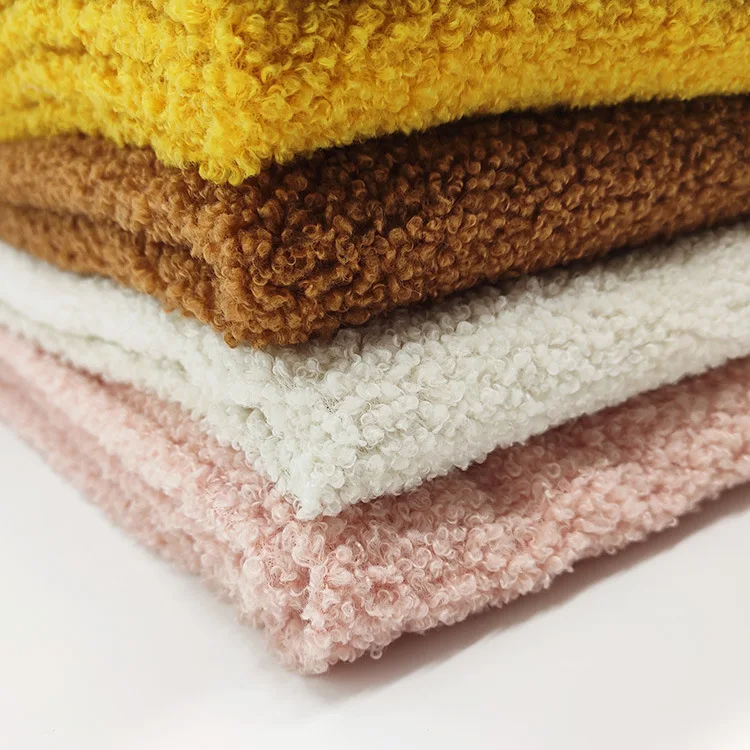 100% Polyester Fabric Knitted Teddy Bear Fur Fabric Sherpa Fleece Stretch Velvet Fabric