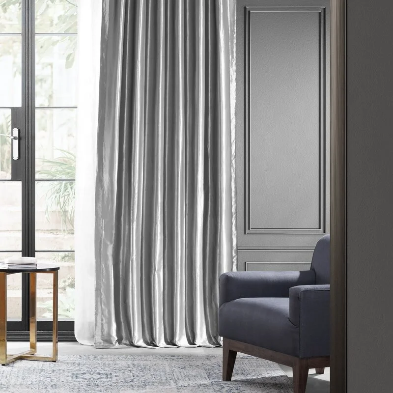 Bindi Blackout Flame Retardant Soft Ice Silk Drapes 100% Polyester Thermal Room Curtain for Hotel