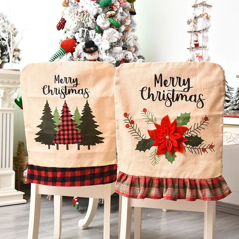 2024 New design High Quality Hot sale Santa Claus cartoon linen collocation Office chair Covers