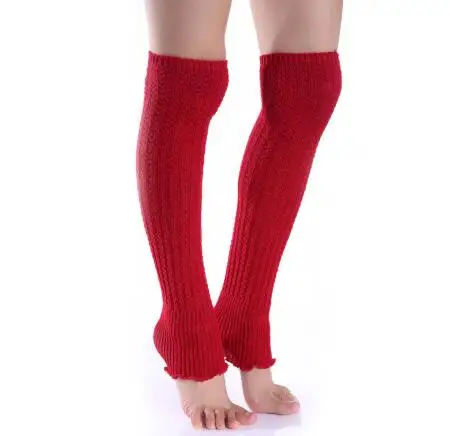 WIIPU Fashion Leg Warmers Woman Long Stockings Popular Hemp Flowers Knitting Step Foot Winter Warm Stocking