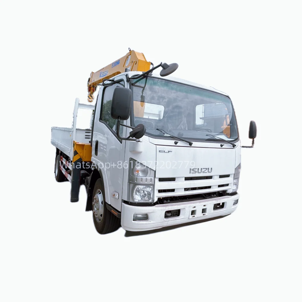 Hot sale Isuzu 700P 4x2 dropside manlifter cargo truck mounted crane 5t xcmg for export
