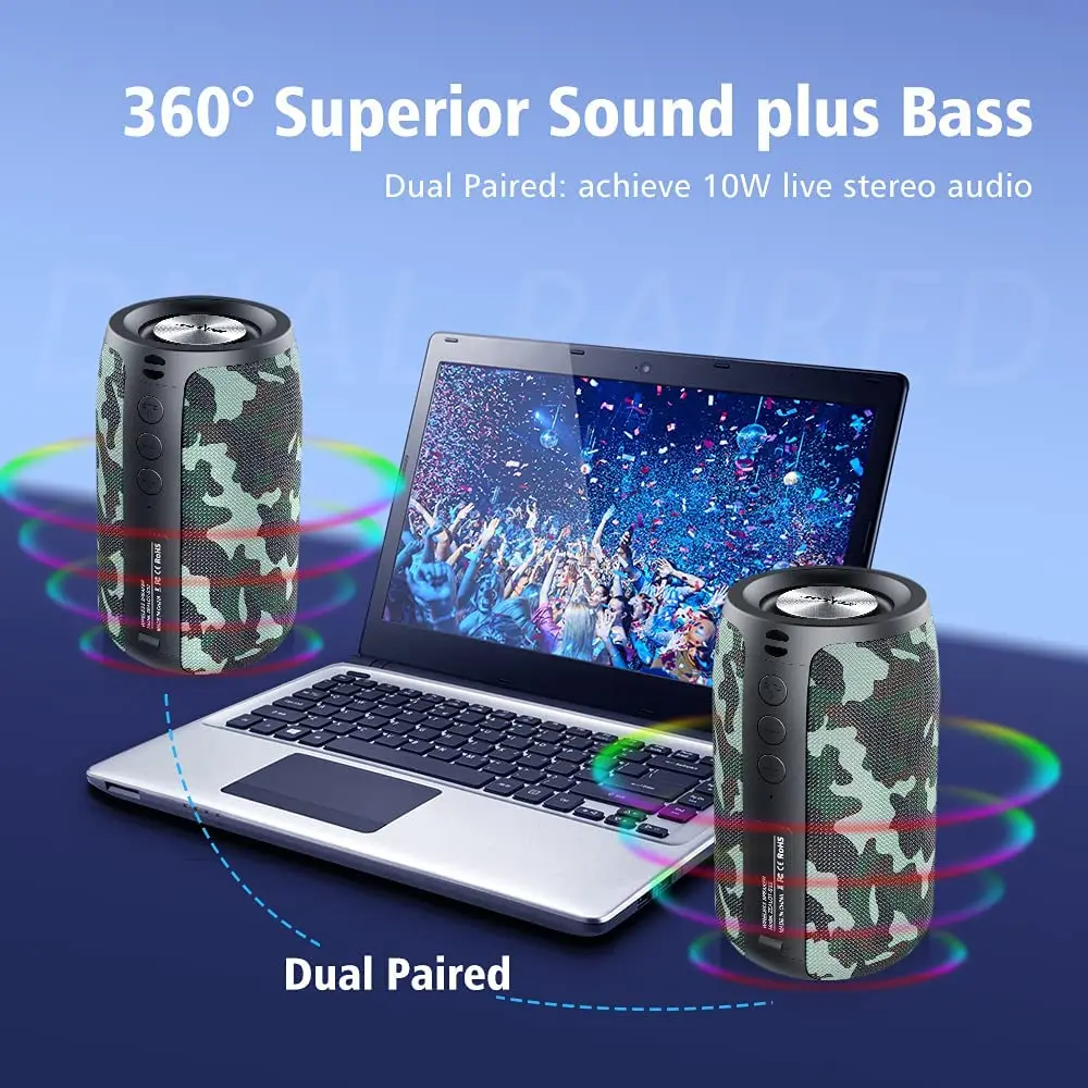 Mini Portable HIFI Subwoofer Speaker ZEALOT S32 Wireless Speaker with FM Radio Column Support TF, TWS, USB Flash Drive