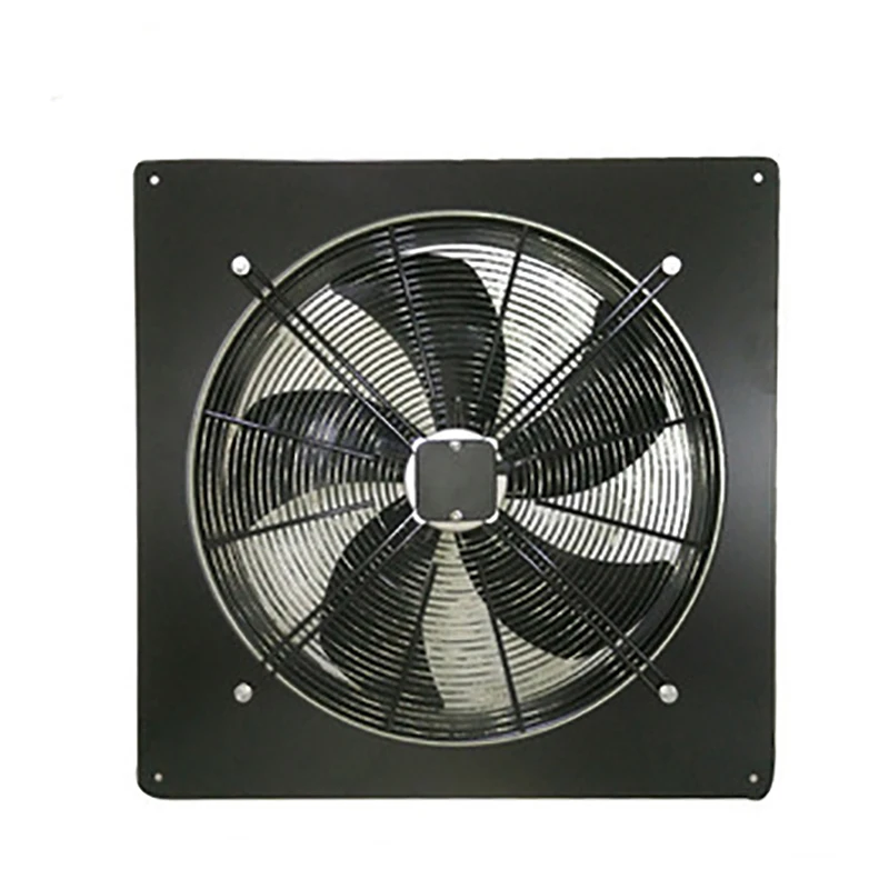 AC 110 / 220 / 380V  black plate wall mounted exhaust fan with square plate industrial axial flow fan