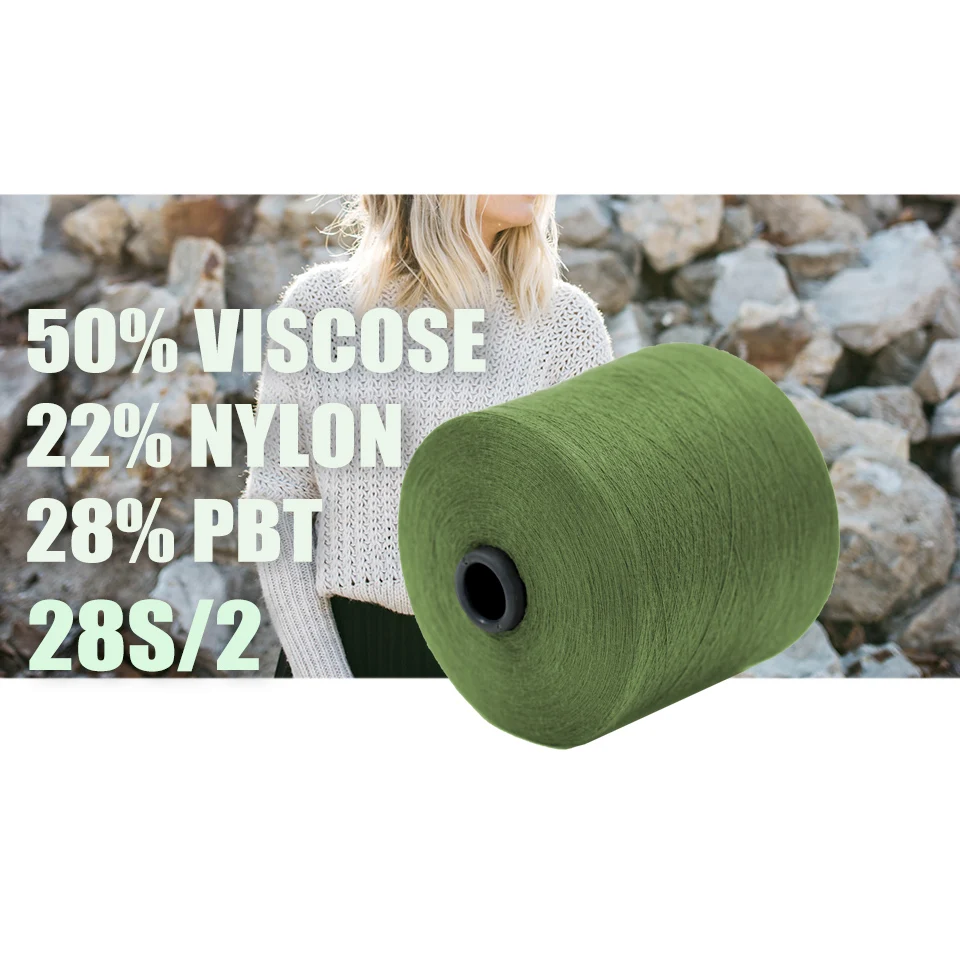 28/2 core spun yarn 2/48nm 50% viscose 28% pbt 22% nylon blended yarns for knitwear knitting