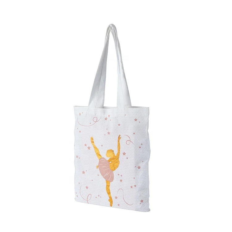 JEYCO BAGS Promotional printed yellow Ballet figure dance cotton canvas tote travel bag reusable red canvas tote bag