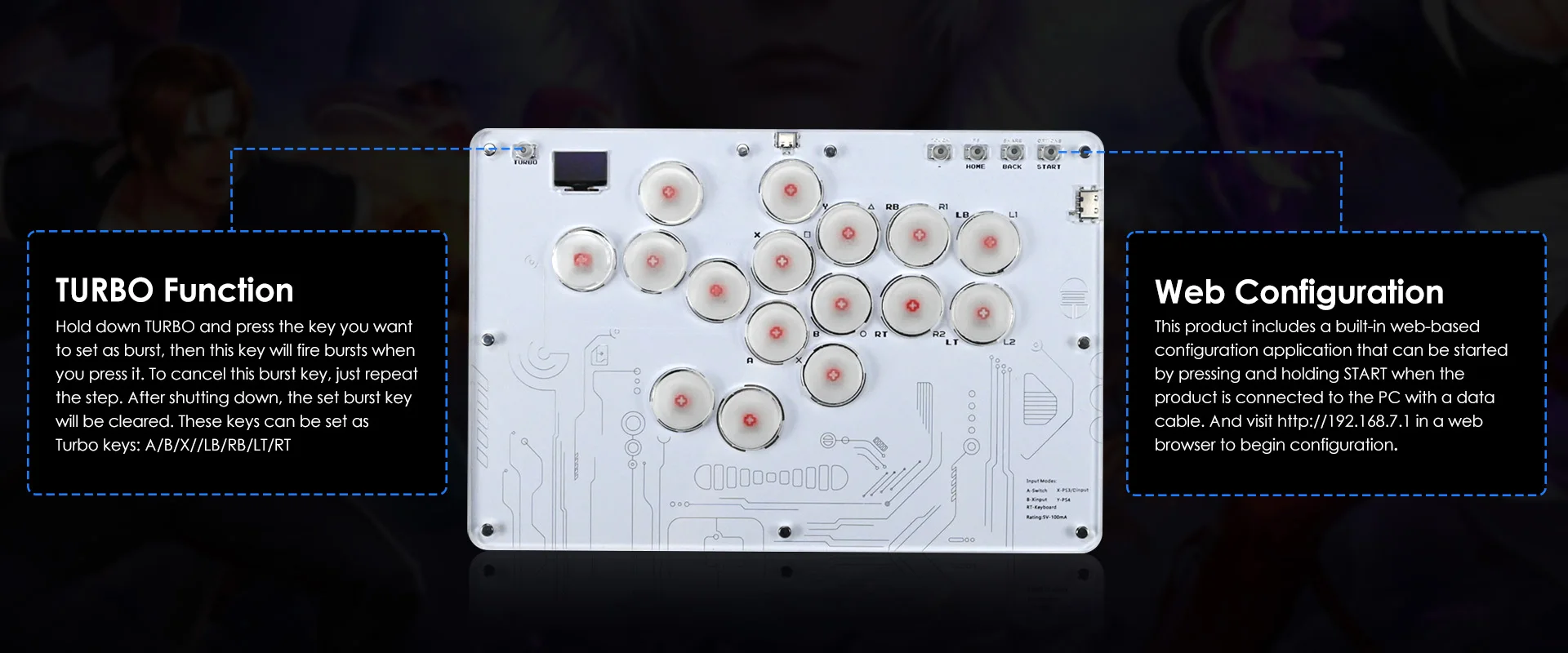 All Button 16 Keys Arcade Game Console Joystick Fight Stick Game Controller for Ps4/Ps3/PC/Switch/Steam