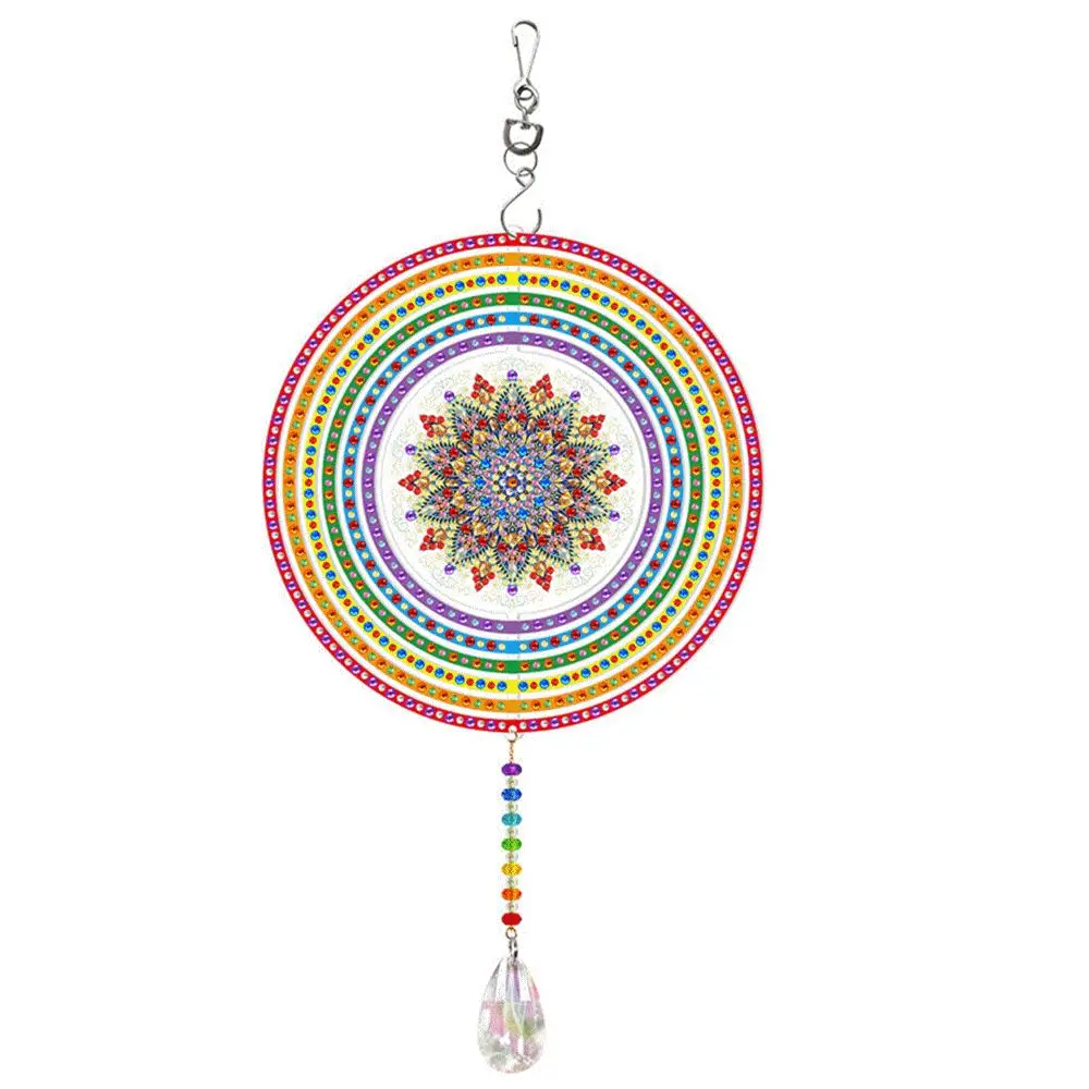 HUACAN Special Shape Diamond Painting Mandala Flower Diamond Embroidery Rotatable Christmas Hanging Card Mosaic Home Decor