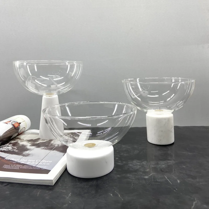 Luxury Chocolate Tray Stand Glass Body Marble Base For Home Decor Wedding Serving Decor
