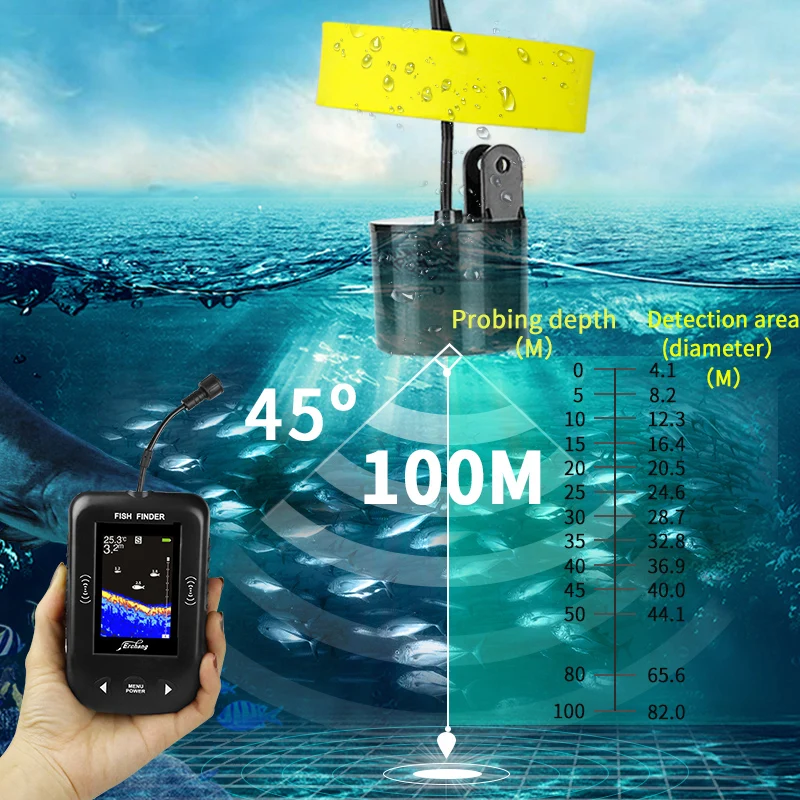 Erchang 9M Wire Portable Fish Finder Sonar Depth Sounder Fish Radar Fishing Sonar Fishfinder
