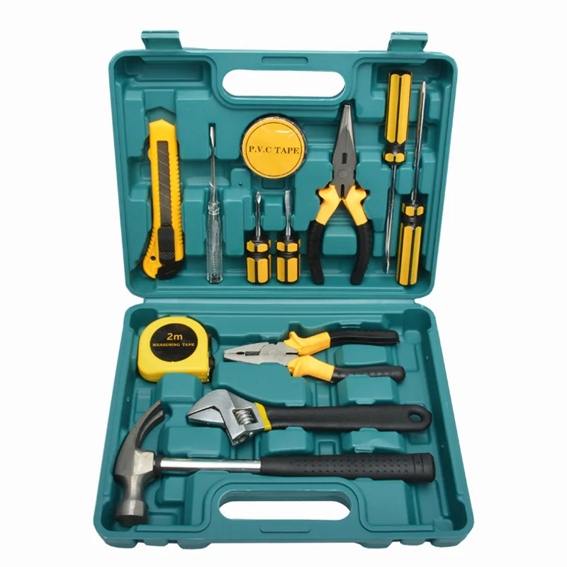 7PCS Tool Set General Household Toolkit with Toolbox Storage Case, Basic House DIY Tool Kit Set for Home Garage Office Use