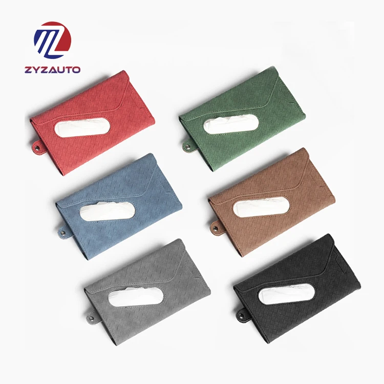 ZY Factory Wholesale Accept Customized LOGO PU Leather Tissue Box Holder Sunglasses Clip Car Sun Visor Storage Box