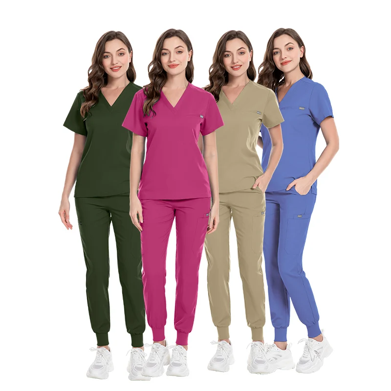 2024 Best Selling OEM Exquisite V Neck Hospital Medical Scrubs Uniform Nursing Suits For Women Men Wholesale