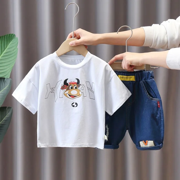 Летняя мультяшная хлопковая детская одежда, комплекты одежды для мальчиков, Детские комплекты одежды из 2 предметов
