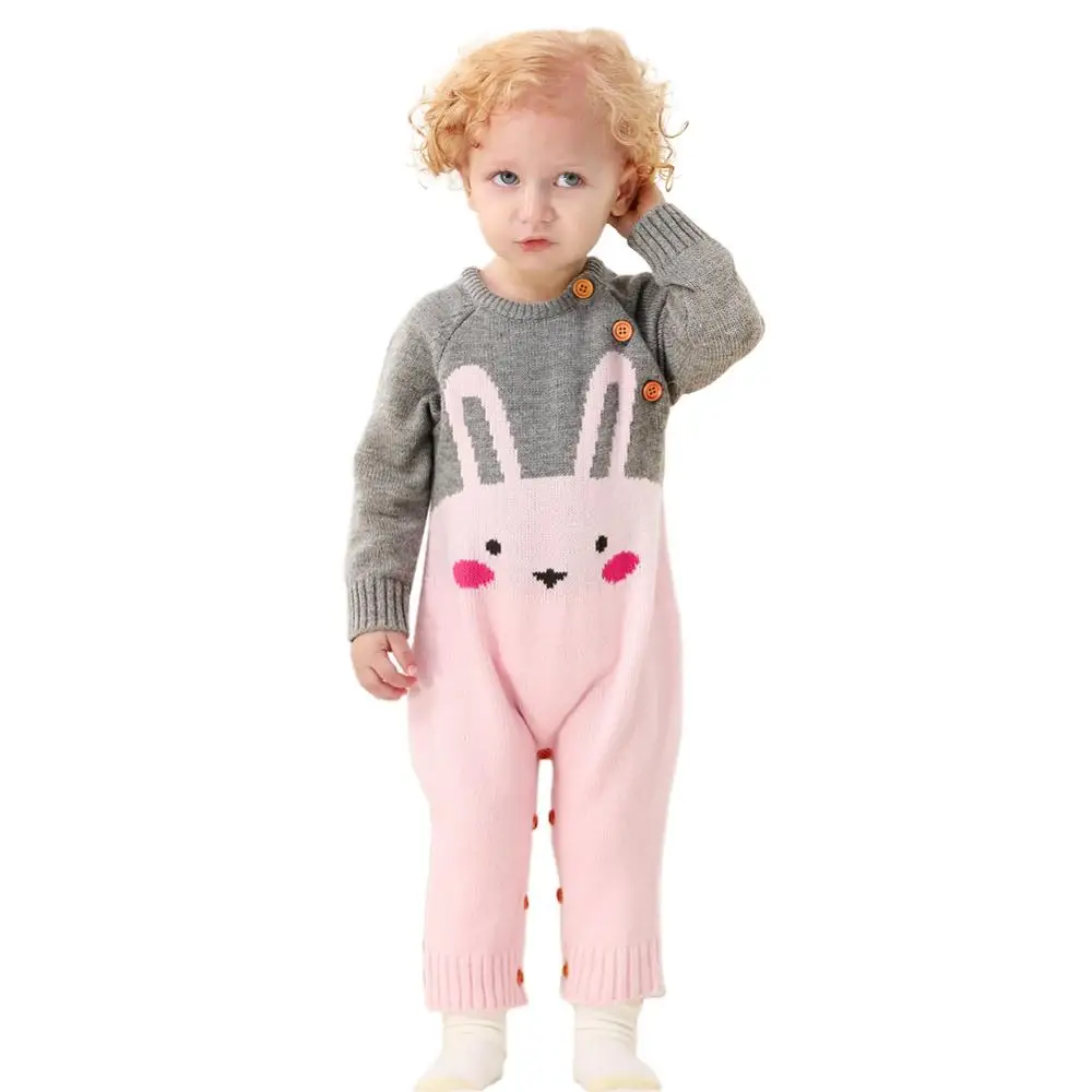 Knit infant bunny winter jumpsuit newborn sweater baby rabbit romper
