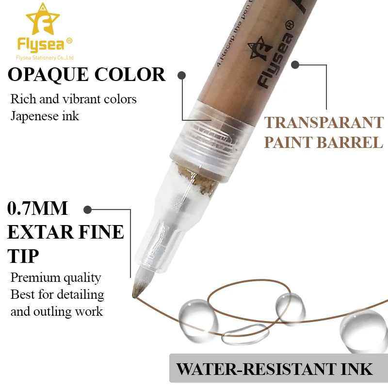 Марка Flysea 12 оттенков кожи сверхтонкий наконечник нетоксичный маркер для акриловой краски чернила на водной основе акриловые маркеры
