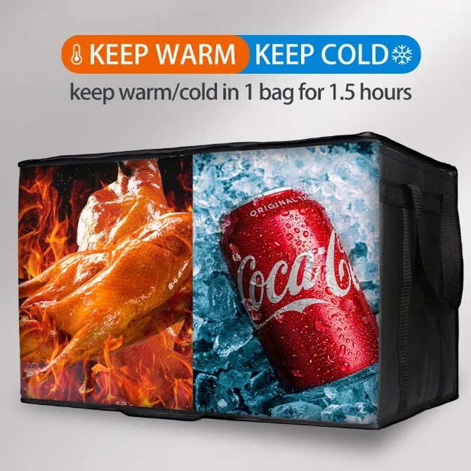 Large Capacity Insulated Food Bag XXXL Size Pizza Bag Hot/Cold Food Reusable Commercial Cooler Bag Catering Parties