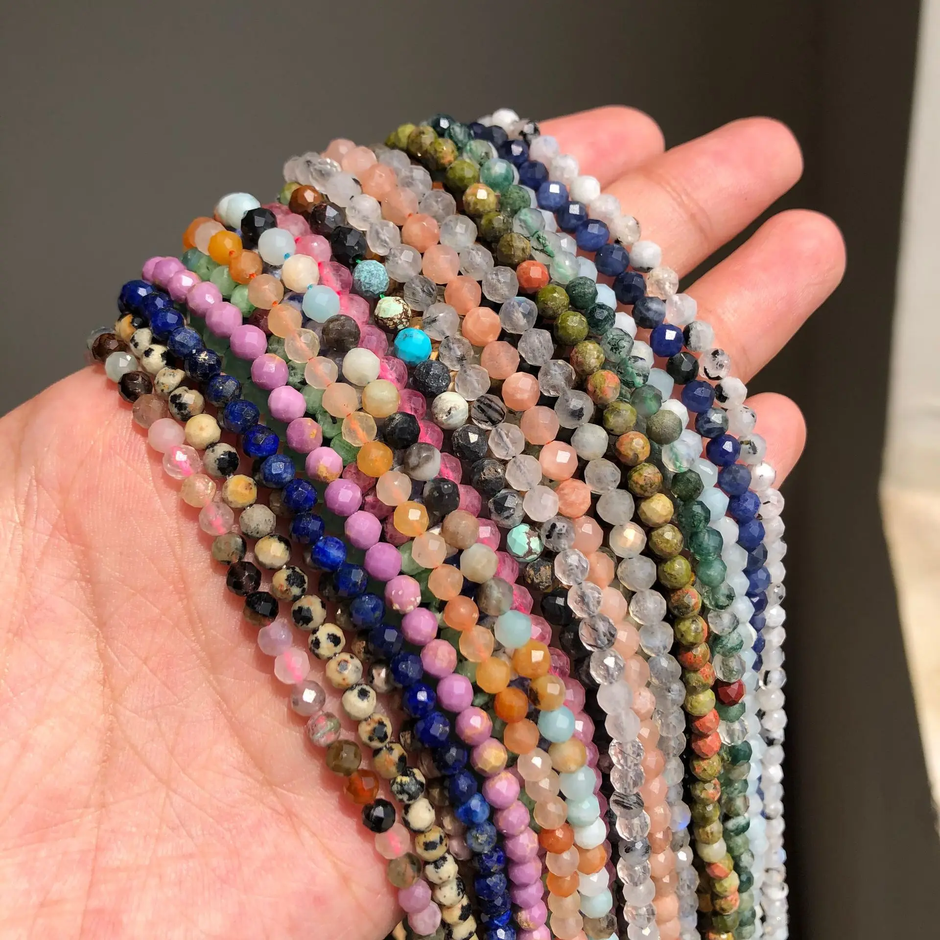 Loose beads natural sunstone beads faceted yellow tiger agate small beads DY bracelet necklace