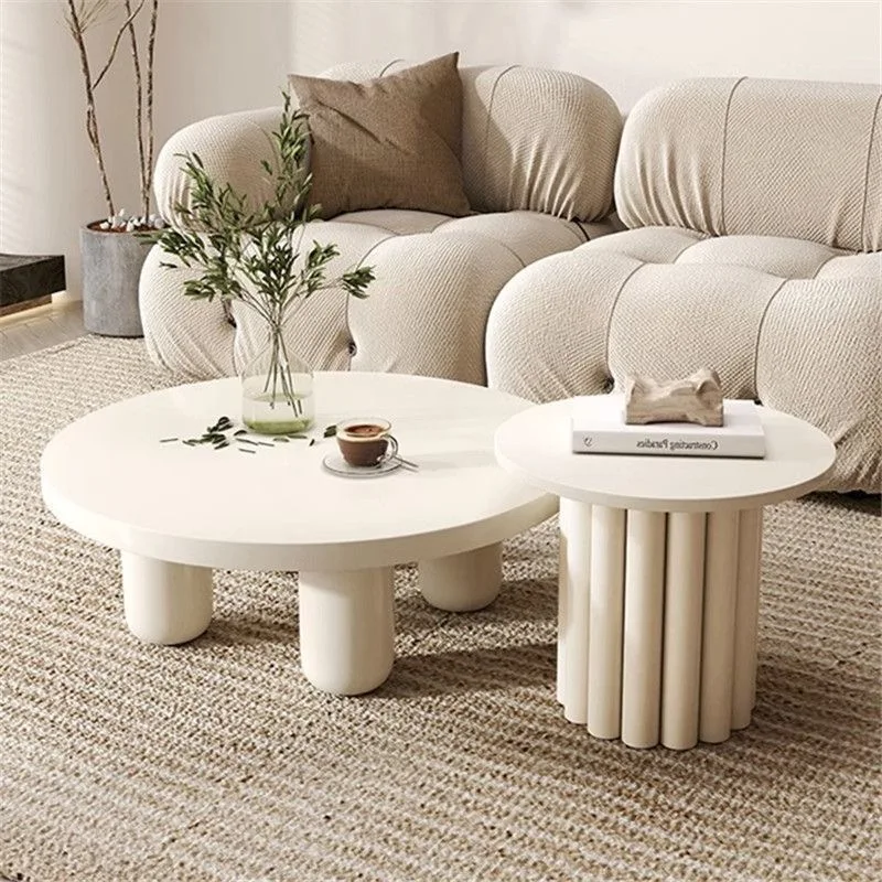 Round Tea Table Modern Luxury Coffee Table Living Room Wood White Small Side Coffee Table