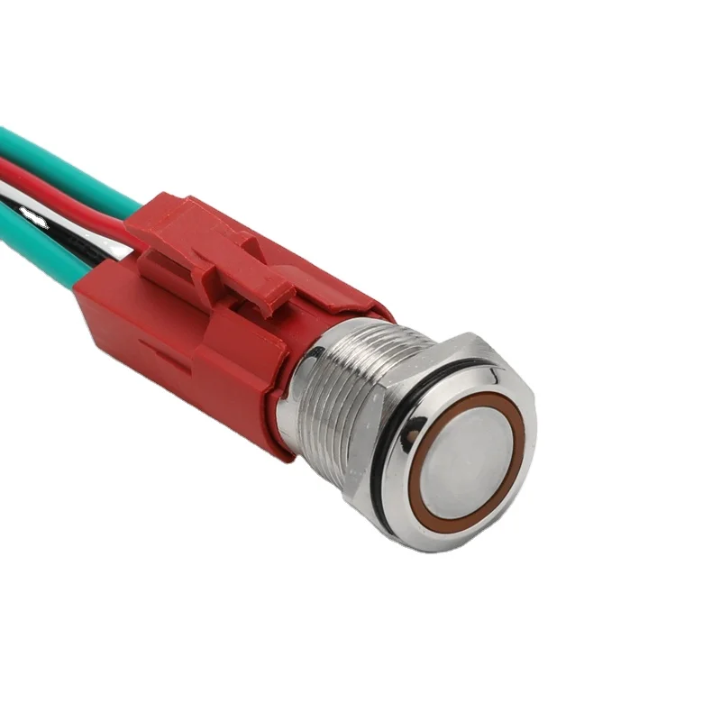 Водонепроницаемый мгновенный самоблокирующийся кнопочный переключатель высокого тока, 10 А, 16 мм, IP67, 1 без кольца, из нержавеющей стали, с 4 контактами