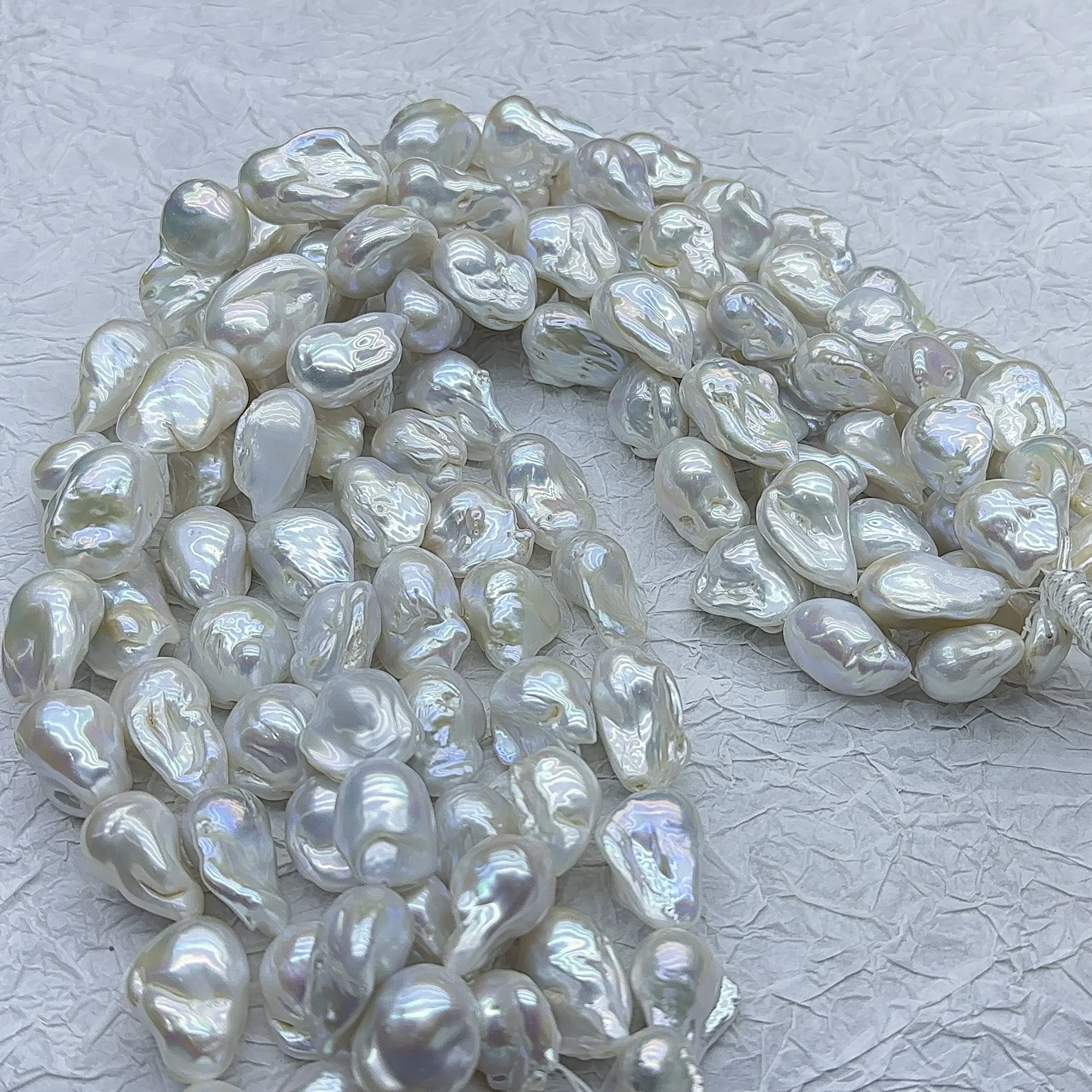 35-45*17-22mm Large Size Irregular Nucleated  white baroque necklace freshwater Wholesale Freshwater Pearls beads string Strands