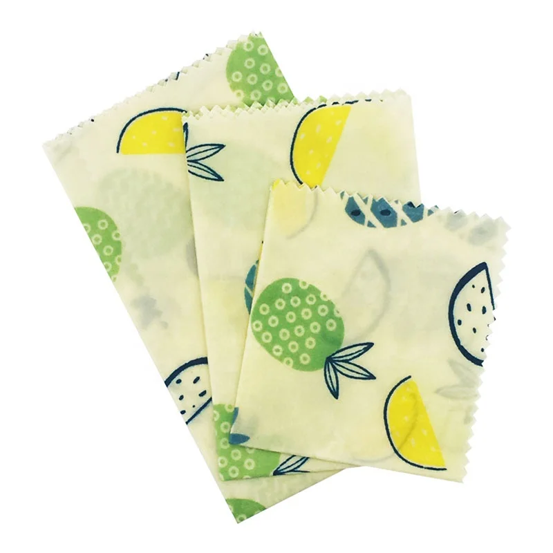 Sustainable  Beeswax Food Wraps with 3 Pack and Eco-Friendly Food Storage Wrap with zigzag cut