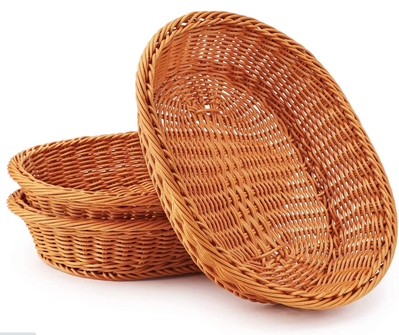 Wholesale African Vegetable Woven Gift Fruit Picnic Storage Plastic Rattan Bakery Basket