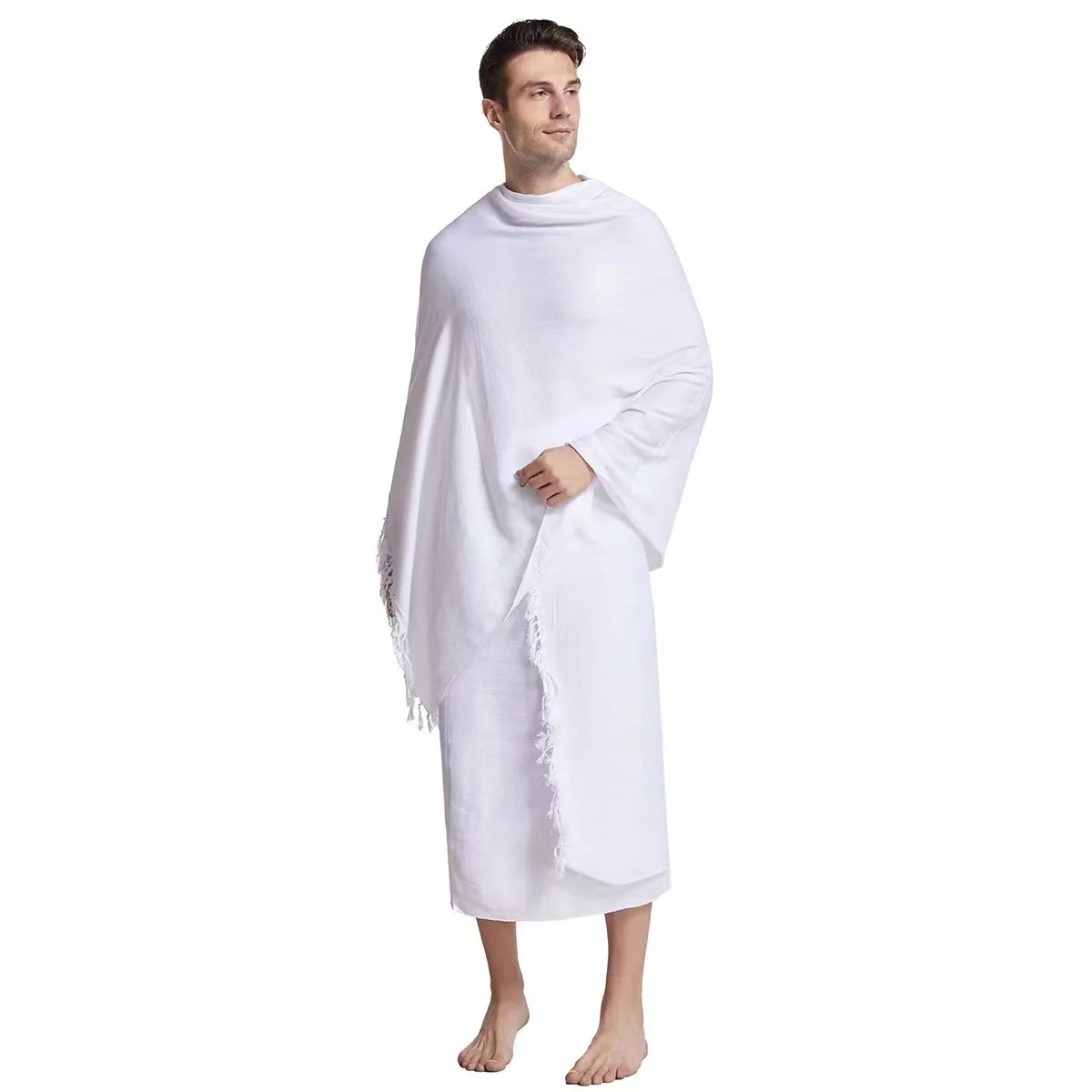 Wholesale high quality line production Prayer Clothes custom logo men muslim ihram hajj towel clothes