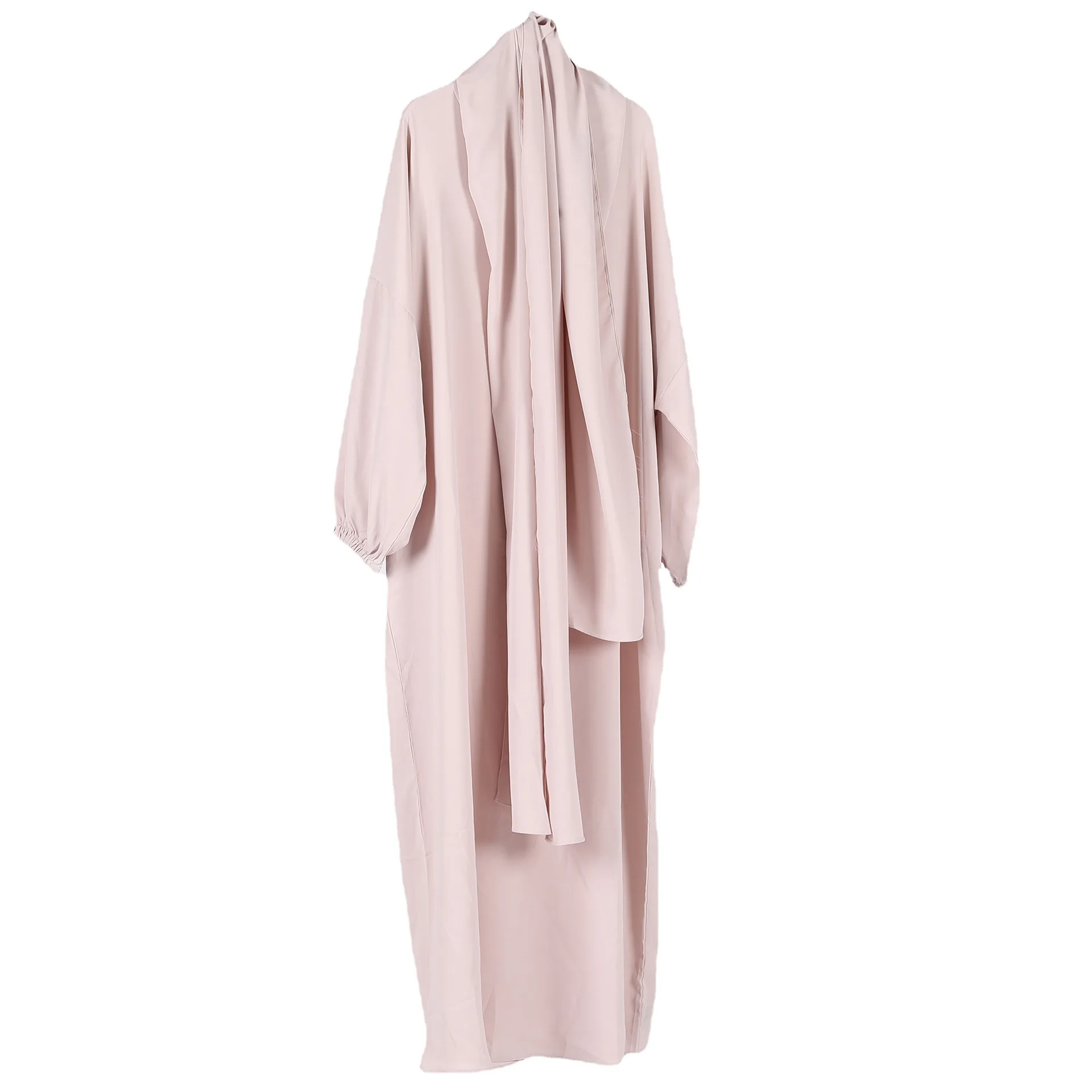 Dubai Turkish Long Gown Plus Size Crew Neck Commuting Routine Abaya Hijabs Prayer Muslim Dress For Woman