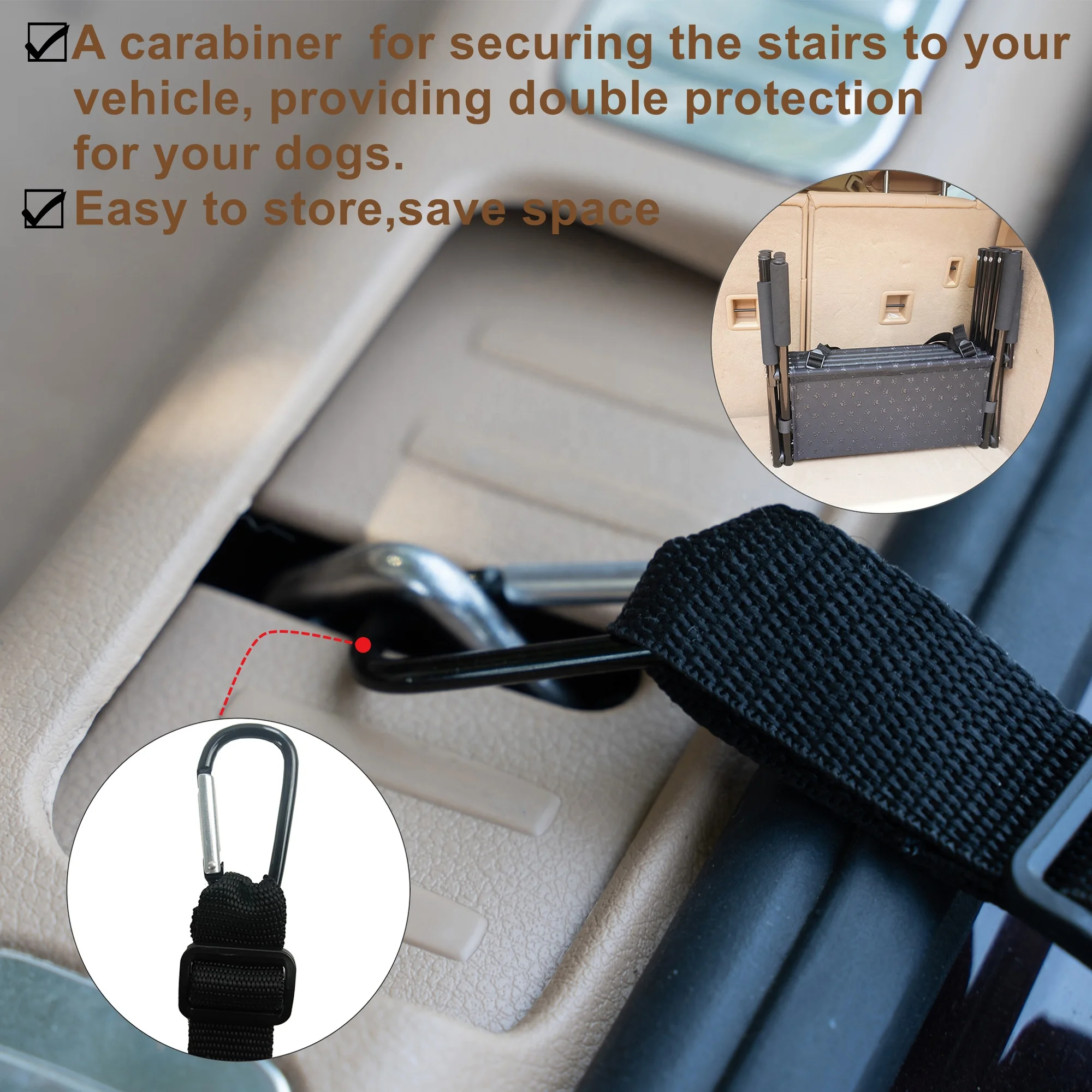 
Lightweight 4 steps dog stairs foldable Portable Auto Large Dog Ladder for Cars, Trucks and SUVs Cargo, Couch and High Bed 