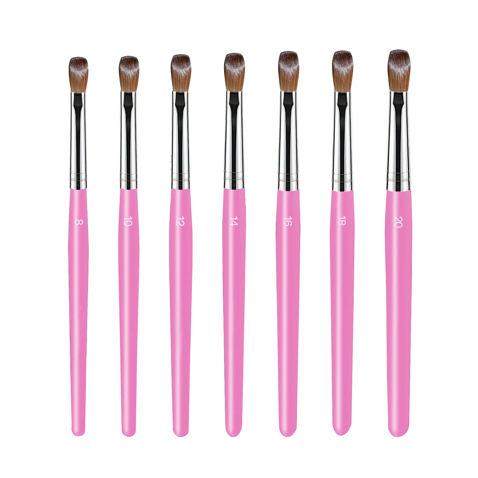 Luxury Hot Pink Professional Acrylic Powder Brush Metal Handle 100% Kolinsky Acrylic Nail Brush