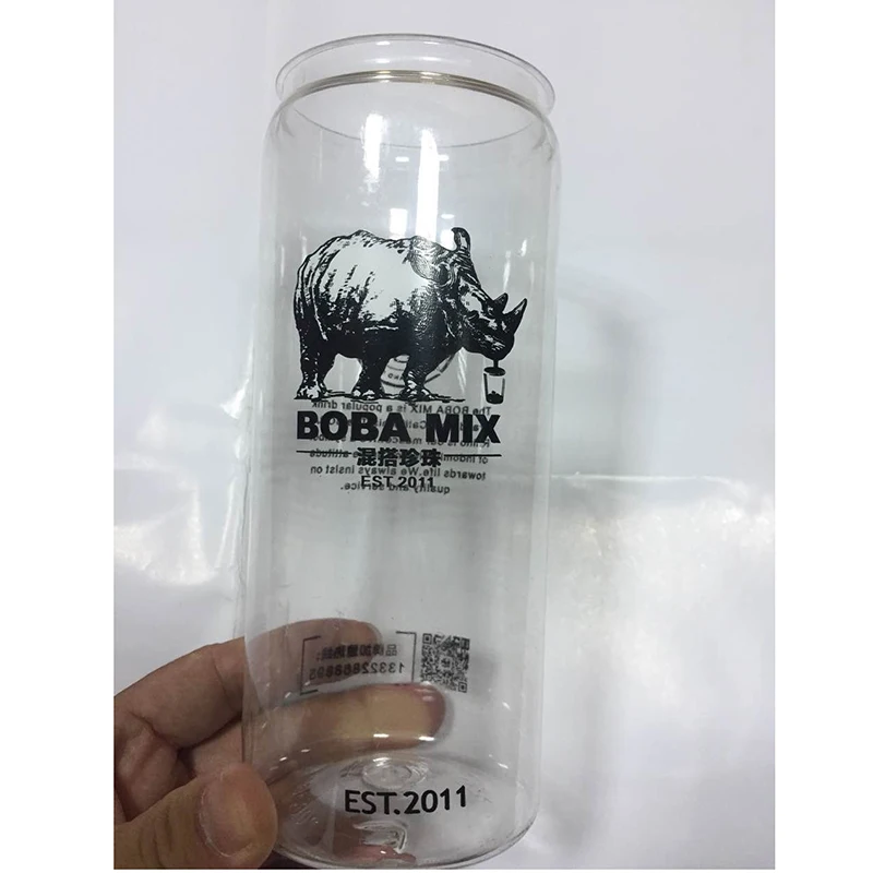 Hot sale  in stock 250 ml 350 ml  500 ml  650 ml custom printing logo plastic  transparent soda can