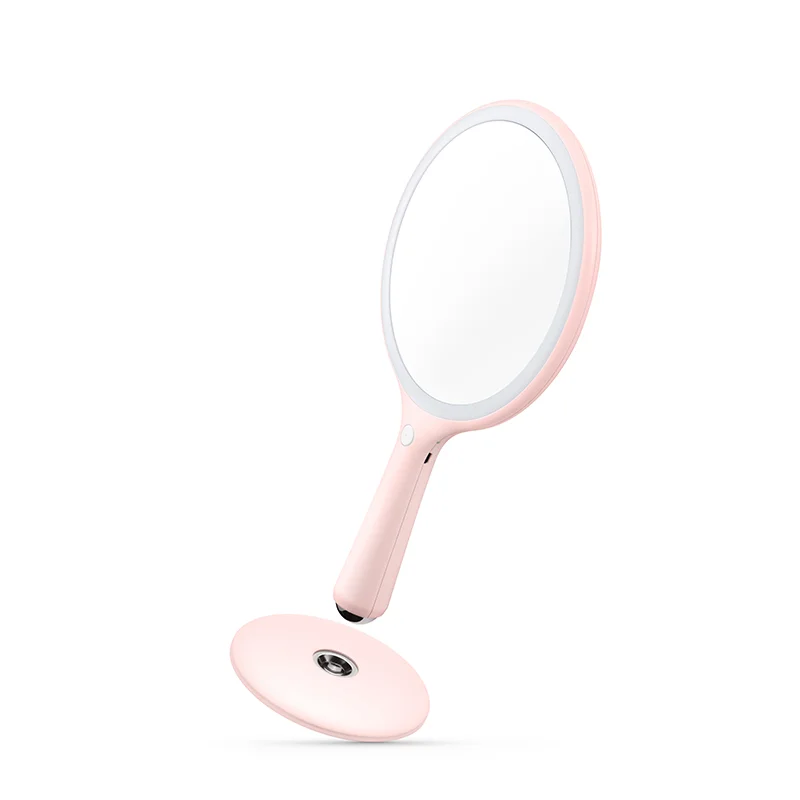 Beauty hack led makeup mirror 360 rotating standing & hand held makeup mirror with lights