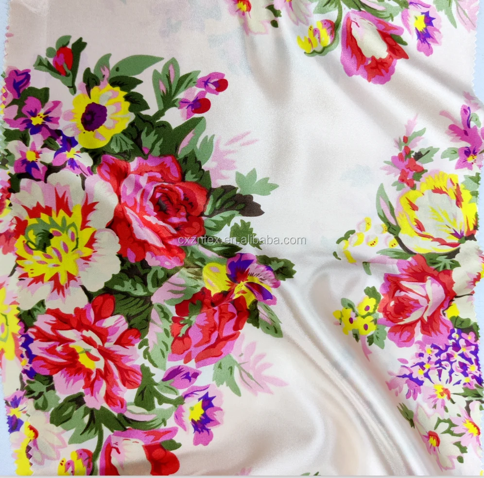 
100% poly bear printed satin fabric 