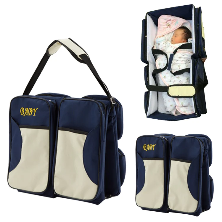
High-quality and large-capacity design mommy outdoor baby folding stuffed bed, diaper backpack 
