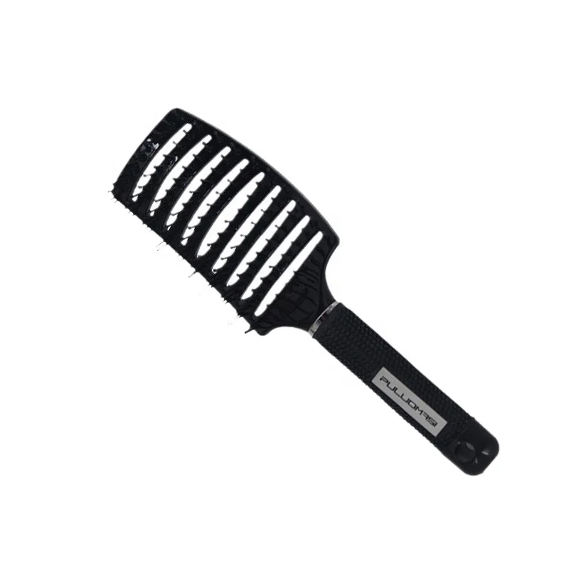 Curved Tooth Straightening Wig Comb Boar Bristle Plastic Smooth Hair Massage High Skull Spare Ribs Comb for Home or Salon Use