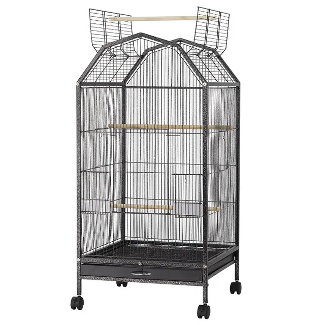 Parakeet Bird Cage with Rolling Stand Metal Pet Bird Flight Cages Large for Macaw Finch Cockatoo Budgie