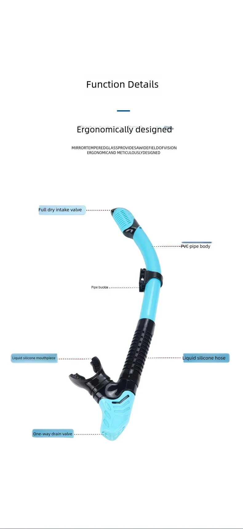 Foldable Soft Direct Diving Equipment Comfortable Silicone  Swimming Snorkels Underwater Float Diving For Adult