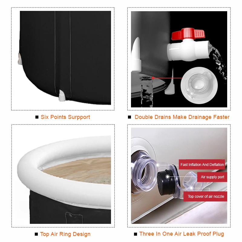 Good Quality Adult Foldable Pvc Inflatable Safety Ice Bath Soaking Bathtub