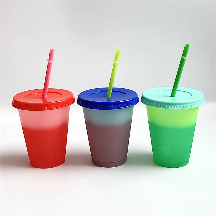 Hot selling pure color pp material large capacity 475ml plastic straw cup wholesale