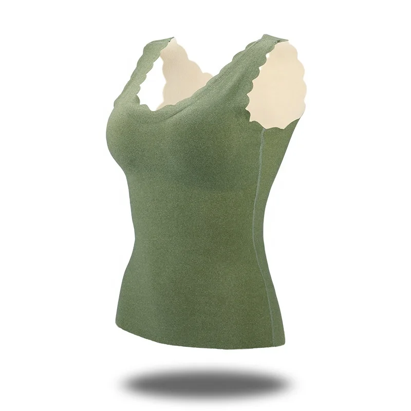 
Ladies Velvet Vest underwear For Winter Seamless Thickening With Chest Pad V-neck Thermal Warm Lingerie vest 