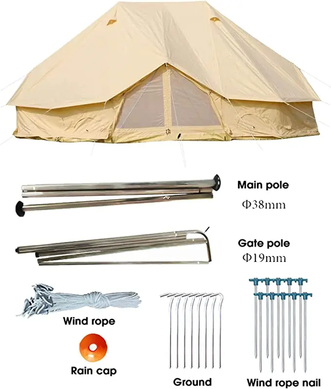 Outdoor Party Luxury Glamping Waterproof Camping Emperor Bell Tent 6m Wide Twin Tower Canvas Tent