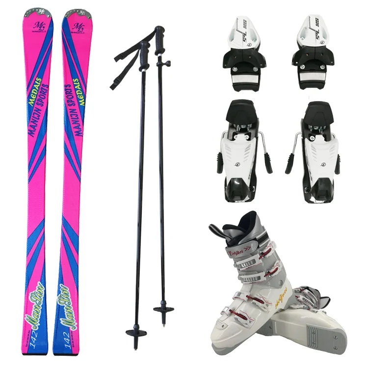Winter sports mountain skis  set snow binding and snow boots shoes alpine ski adult ski
