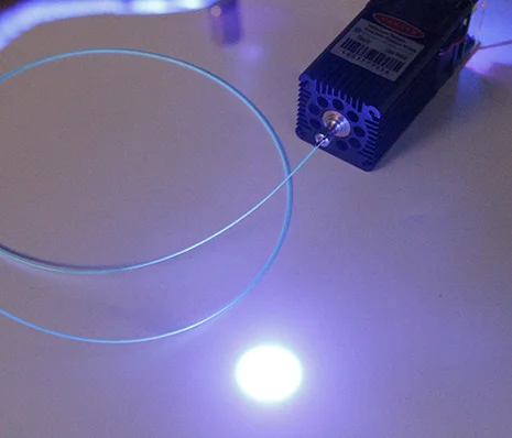 12V Violet 405nm 600mW  Fiber Coupled Laser Module with Heatsink and Collimated Lens